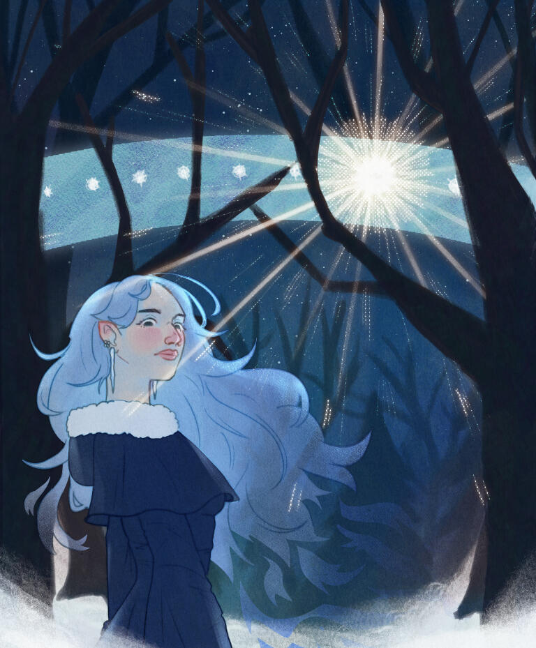 An illustration inspired by the cold of December, and the Winter Solstice of the 21st.